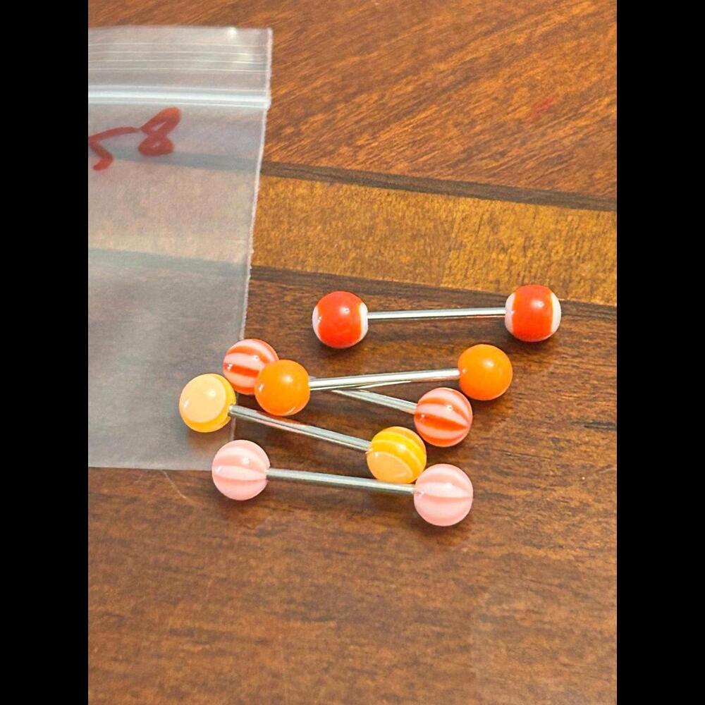 set of 5 tongue ring multicolor lot m58